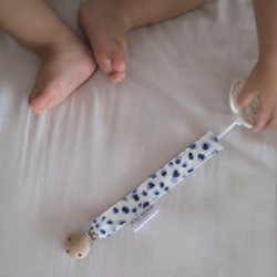 Attache-tétine pois bleus...